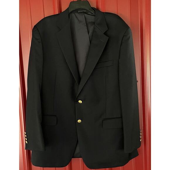 Lauren Ralph Lauren LRL Blazer Sport Coat Classic Navy Gold Buttons Wool 44R - Picture 1 of 12